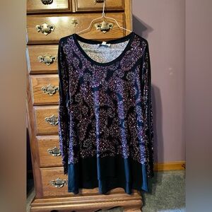 Michael Kors Purple & Black Mixed Media Tunic 2x NWT
